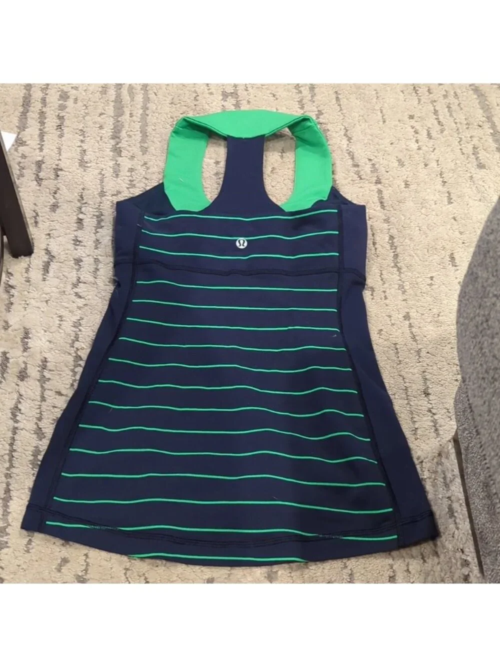 Lululemon Scoop Neck Tank *Luon Light Slalom Stripe Inkwell /Green Bean/ Inkwell